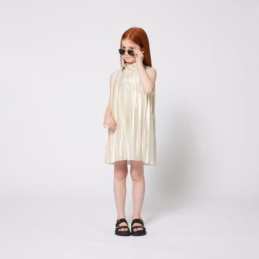 MICHAEL KORS Vestido plizado sin mangas para niña y adolescente oro beige